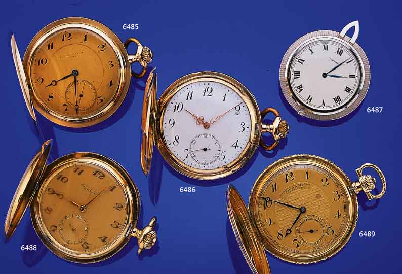 DEUTSCHE UHRENFABRIKATION LANGEUHR (OLIW) TASCHENUHR SAVONETTE, REF.-NR. 501164, DEUTSCHLAND UM 1926, GG 585/000, GEH.-NR. 52794, BEIDE ...