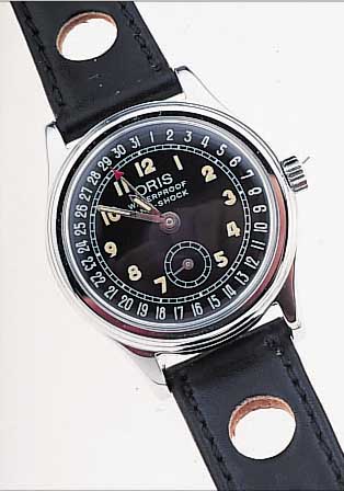 ORIS HERRENARMBANDUHR, METALL HARTVERCHR., EDELST.-SCHR.-BOD., KONTR.-ZIFFERBL. M. KLASS. DAT.-ANZ. AUF AUßENKR., KL. SEK., UNGETR. ...