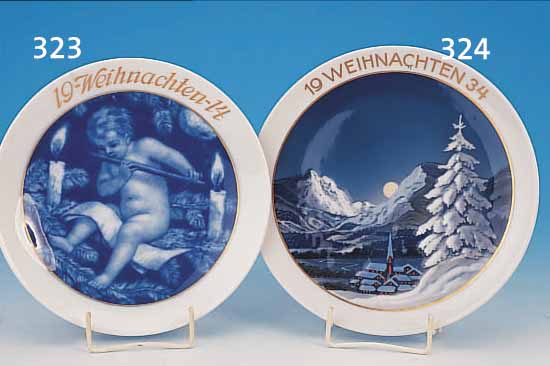 WEIHNACHTSTELLER, ROSENTHAL, 1934, PORZELLAN, BUNT BEMALT, ENTWURF OTTO KOCH, D. CA. 21.5 CM