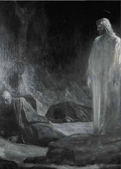 CONSTANT, JEAN JOSEPH BENJANMIN, 1845 - PARIS 1902, JESUS AM ÖLBERG, FEINE MALEREI IN MEISTERLICH ABGESTIMMTEN SCHWARZ-UND GRAU- TöNEN, RE. ...