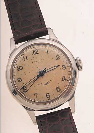 LONGINES HERRENARMBANDUHR, REF.-NR. 52/23196SCHWEIZ UM 1950, EDELST., BODEN GESCHR., AUßERLEDERB. ORIG.-ZUSTAND, HANDAUFZUGKAL. 12,68N, SCHR.-UNR., ...