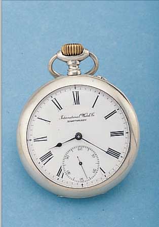 IWC HERRENTASCHENUHR LEPINE, REF.-NR. 156495SCHWEIZ UM 1898, 800ER SILBER, BER., EMAILBL. SCHRIFTZUG HIER SPäTER, VERG. 2/3 PLATINENW., 15 ST., ...