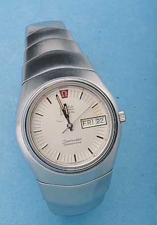 OMEGA HERRENARMBANDUHR SEAMASTER CHRONOMETER ELEKTRONIK, REF.-NR. 198042170, SCHWEIZ UM 1972, EDELST. INCL. EDELST.-BAND, AUFWEND. AUSF. M. ...