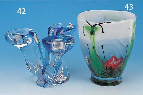 VASE, WOHL ITALIEN, NEUZEITLICH, SCHICHTGLAS MIT BUNTEN OPAKEN EINSCHMELZUNGEN, H. CA. 20.5 CM