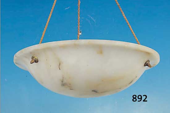 DECKENLAMPE, FRANKREICH, 30ER JAHRE, ALABASTER, KORDELMONTUR, H. CA. 12 CM, D. CA. 45 CM