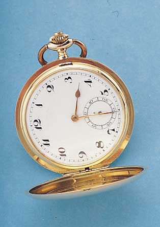 SILVANA HERRENTASCHENUHR SAVONETTE, REF.-NR.10530, SCHWEIZ UM 1914, ROSE-G. 585/000, BEIDESCHALEN SYM. GUILL., MONOGR.-SPIEGEL FREI, EMAILBL., ...