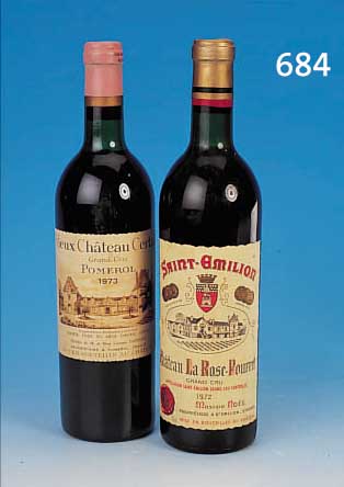 KONVOLUT 4 FLASCHEN ROTWEIN, 1 X VIEUX CHATEAU CERTAN, POMEROL, 1973, A.C.,0,75 L, ORIG. VERSCHLOSSEN; 3 X CHATEAU LA ROSE POURRET ...