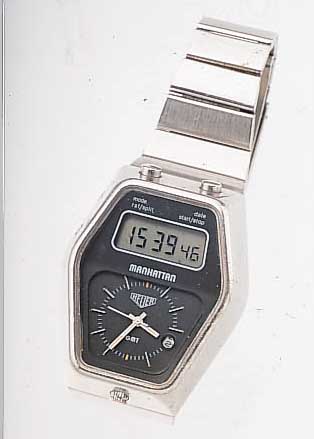 HEUER/LEONIDAS SA ARMBANDCHRONOGRAPH, REF.- NR. 104403/368707, SCHWEIZ/JAPAN UM 1977, EDELST. MASSIV, PULTFORM, ORIG.-EDELST.-BAND, ...