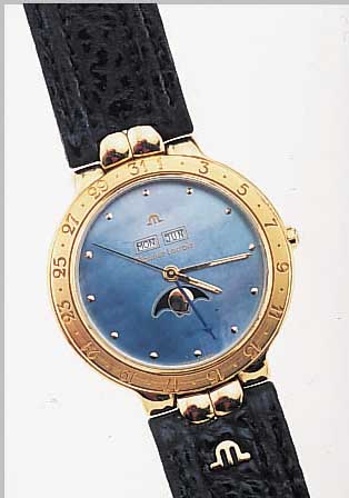 MAURICE LACROIX HERRENARMBANDUHR VOLLKALENDER, REF.-NR. 918136, SCHWEIZ UM 1995, METALL HARTVERG., MINERALFLACHGL., ...