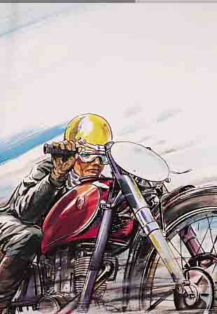 ZUSCHREIBUNG: HEINZ ZöLL, GEB. 1909, MOTORRADFAHRER, GOUACHE AUF PAPIER, UNSIGN., CA. 63 X 44 CM
