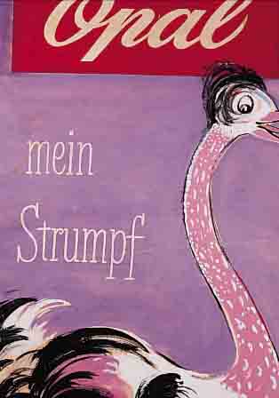 ZöLL, HEINZ, GEB. 1909, FRANKFURTER GRAFIKER, PLAKATENTWURF FüR OPAL-STRüMPFE, GOUACHE AUF PAPIER, GEBRäUNT U. KNITTERFALTIG, RäNDER ...