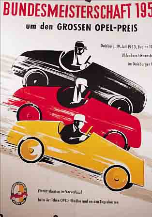 WERBEPLAKAT, DEUTSCH, 1953, DEUTSCHES SEIFENKISTEN-DERBY BUNDESMEISTERSCHAFT UM DEN GROßEN OPAL-PREIS, CA. 84 X 59 CM, RäNDER LEICHT ...