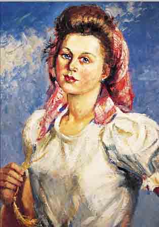 KOMMER, R. O. ä., 1. HäLFTE 20. JH., BILD- NIS EINER JUNGEN FRAU, ÖL/MALKARTON, SIGN., VERSO BETITELT "SOMMER" U. DAT. 1946, ...