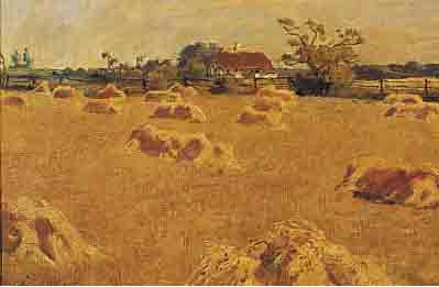 LANGER, VIGGO, DäNISCHER MALER, DAT. 1934, NACH DER ERNTE, ÖL/LWD, RE. U. SIGN. UND DAT., CA. 34 X 48 CM, R.