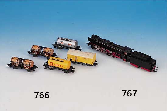 LOK MIT TENDER, MäRKLIN, UM 1960, SPUR HO, NR. 01097, LEICHTE GEBRAUCHSSPUREN