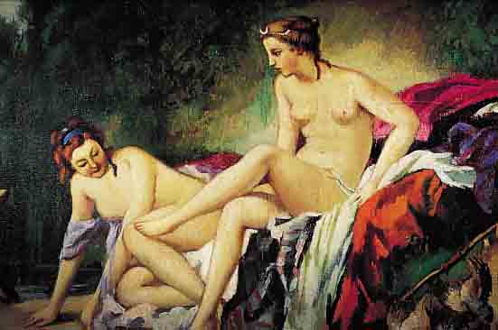 UNBEK. KüNSTLER 19./20. JH., KOPIE NACH BOUCHERS "DIANA NACH DEM BADE", ÖL/LWD. (REST.), UNSIGN., 91 X 115 CM
