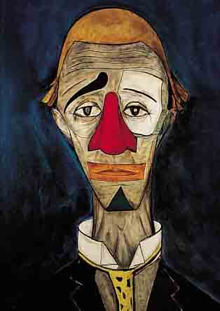 UNBEK. KüNSTLER MITTE 20. JH., QUALITäTS- VOLLE KOPIE NACH B. BUFFET, HIER: CLOWN, ÖL/LWD., UNSIGN., 70 X 50 CM, R.