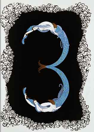 ERTé (ROMAIN DE TIRTOFF), 1892-1990, ZWEI MEERJUNGFRAUEN, FARBSERIGRAPHIE, HAND- SIGNIERT UND MIT WIDMUNG, CA. 40 X 29 CM, U.GL., R.