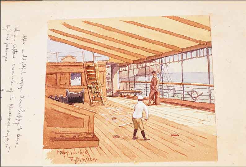 GäSTEBUCH DES DAMPFSCHIFFES PREUSSEN, U.A. ULLA GRäFIN MOLTKE, MIT VIELEN ORIGINAL- ZEICHNUNGEN, U.A. VON HORBURN-ARTZ, E. ROBIN E. ROBIN ...