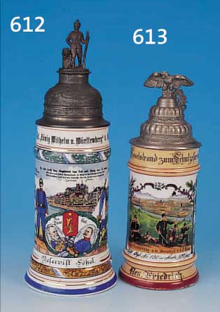 RESERVISTENKRUG, STUDENTIKA, IFT.RGT.NR.130 METZ.1898/1900, PORZELLAN, BUNT LITHOGR. U. AUSGEMALT, BEZ. WIR STANDEN AN DER ...