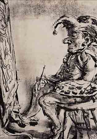 WEBER, A. PAUL, 1893-1980, KASPAR ALS KüNSTLER, LITHOGRAPHIE AUF CREMEFARBENEM TON- PAPIER, CA. 30 X 26CM, PP, RüCKSEITIG NACHLAß-STEMPEL ...