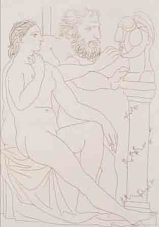 PICASSO, PABLO, 1881-1973, SCULPTEUR, MODELEET BUSTE SCULPTE, OFFSETRADIERUNG (NEUAUFLAGE)DER SUITE VOLLARD VON 1931, CA. 26 X 19 CM, AUF BüTTEN ...