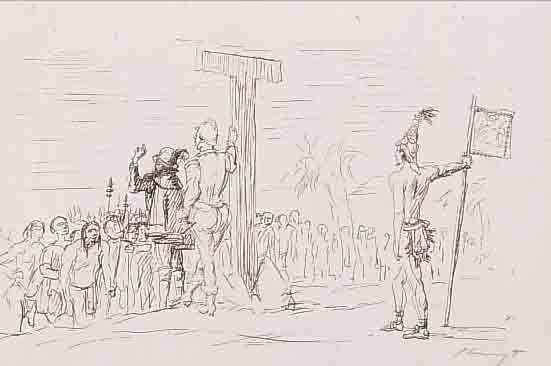SLEVOGT, MAX, 1868-1932, ZWEI LITHOGRAPHIEN AUS: CORTEZ: DIE EROBERUNG MEXIKOS, VON 1915-18, AUF CHINAPAPIER, BLATTGR. JE CA. 33 X 25.5 ...