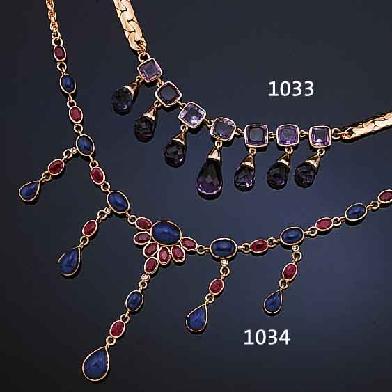 COLLIER MIT AMETHYSTEN, ROSEG 585/000, AMETHYSTCARREES UND FACETT. -TROPFEN ZUS. CA 50 CT, L. CA. 42 CM