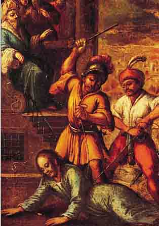 UNBEKANNTER MALER, NIEDERLANDE, UM 1580-1620, GEIßELUNGSSZENE, ÖL/KUPFER, MEHRFACH RESTAURIERT, CA. 42 X 28 CM, R.