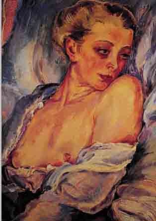 ZUSCHREIBUNG: HEMPFING, WILHELM, 1886 SCHöNAU-1951 SCHöNAU, WEIBLICHER HALBAKT, ÖL/LWD, UNSIGNIERT, C.A 70 X 50 CM, R.