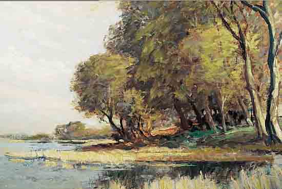 VON OERINGHAUS, E., O.ä., 1. HäLFTE 20. JH., SEEUFELANDSCHAFT, ÖL/ MALKARTON, RE. U. SIGN., CA. 56 X 70 CM, R.