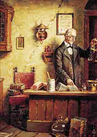 VAN DOREN, HEIN, DüSSELDORFER SCHULE, DER APOTHEKER, ÖL/LWD, LI. U. SIGN., CA. 50 X 40 CM, R.