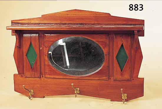 WANDGARDEROBE, DEUTSCH, UM 1900, KIRSCHHOLZ MASSIV, FACETT., GLASEINSATZ, CA. 45 X 67 X 15 CM
