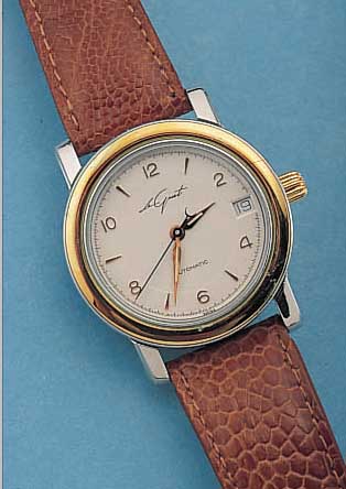 LE GUET HERRENARMBANDUHR, REF.NR. 2660/0389,STAHL/GG 750/000, AUTOMATIK, WERKS. Z.T. VER- GL., ANZ. V. STD., MIN., ZENTRALSEK., TAG, DAT., MONAT ...