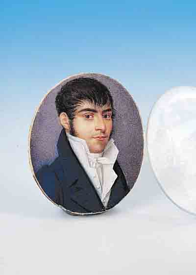 MINIATURMALEREI, DEUTSCH, UM 1790-1805, GOUACHE AUF ELFENBEIN, PORTRäT EINES JUNGEN MANNES, SEHR FEINE FARBDIFFERENZIERTE MALEREI,CA. 5.5 X 4 ...