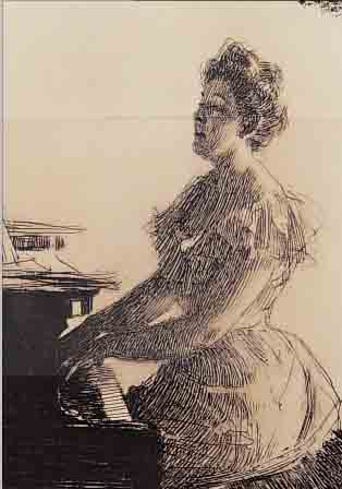 ZORN, ANDERS, *1860 - 1920, FRAU AM KLAVIER,RADIERUNG, AUS ZEITSCHRIFT FüR BILDENDE KUNST,1903, CA. 20 X 14,5 CM