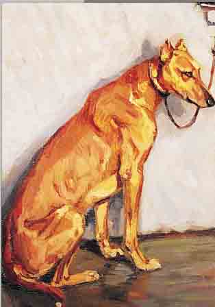 UNBEKANNTER KüNSTLER, UM 1900, HUNDEDAR- STELLUNG, ÖL/LWD., 61 X 47 CM, R.
