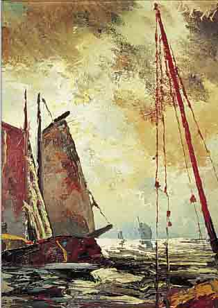BERRICK, MITTE 20. JH., SEGELSCHIFFE, ÖL/LWD., SIGNIERT, 70 X 60 CM, R.
