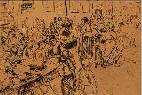 LIEBERMANN, MAX, 1847-1935, DIE JUDENGASSE IN AMSTERDAM, RADIERUNG, HANDSIGNIERT UND BETITELT, CA. 14 X 19 CM, PP, U.GL., R.