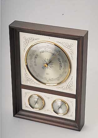 BARIGO QUALITäTSBAROMETER IN KOMBINATION MIT HYGROMETER UND THERMOMETER, (-20-+20°C), OPTIKERQUAL., IM HOLZRAHMEN, MAßE CA. 35 X 25 CM, ...