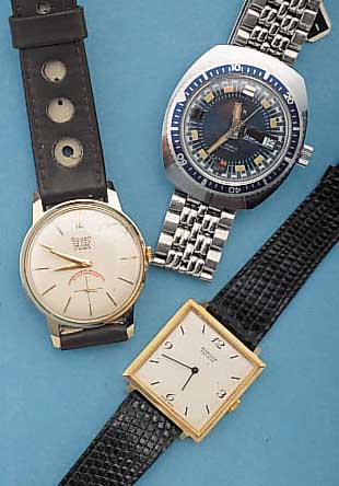 KONVOLUT: 7 HERRENARMBANDUHREN MIT HANDAUFZUG UNGETR. LAGERW., GEFERT. VON 1968-1974, 4X VOLLANKERW. (2X SARCAR, 1X RONTIC, 1X SIK),3X ...