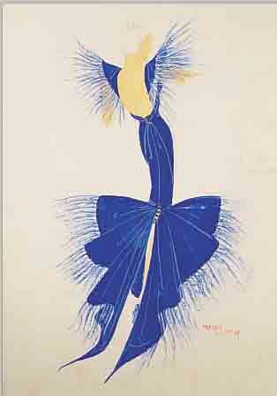 WITTOP, FREDDY, 1886-1935, FRAU IM ABENDKLEID, GOUACHE AUF PAPIER, RE. U. HANDSIGN.,BEZ.: ROBE TAFFETAS ET PLUMES ...