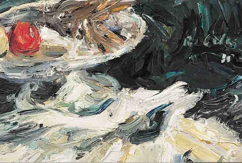 LADWIG, ROLAND, GEB. 1935 WEDEL, STILLEBEN MIT SILBERTELLER, ÖL/LWD, MITTIG RECHTS SIGNIERT, CA. 50 X 60 CM, R.