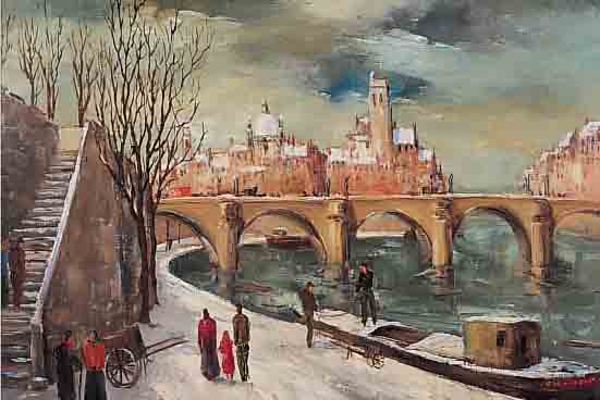 CARADEC, MARCEL, GEB. PARIS 1901, UNTER DEN BRüCKEN DER SEINE, ÖL/LWD, LI. U. SIGN., CA. 50 X 61 CM, R.