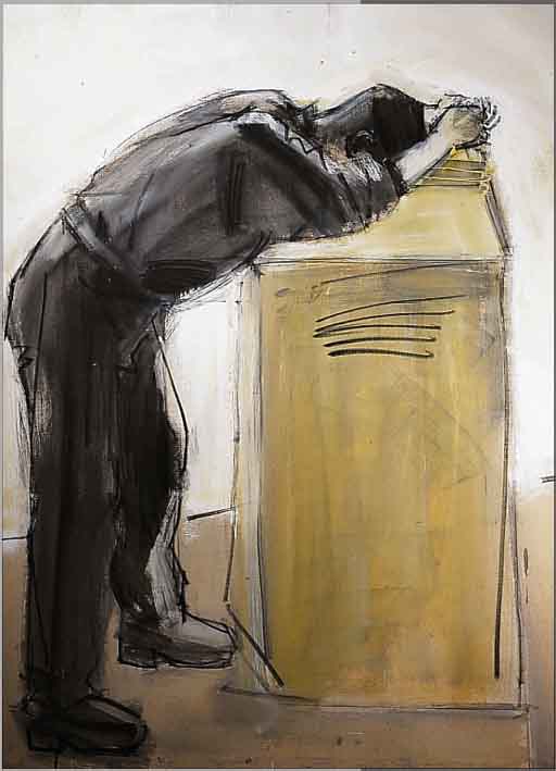 PIPPIG, HEIKO, GEB. 1951, SCHüLER VON PROF. MARKUS LüPERTZ, HIER: DER DENKER, MISCH- TECHNIK AUF LEINWAND, RüCKSEITIG MONOGR., CA. 113 X ...