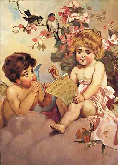 EVENEPOEL, HENRI, ERWäHNT ZWISCHEN 1872 - 1899, ZWEI PUTTI VON GEäST MIT VöGELN, ÖL/LWD, RE. U. SIGN., CA. 76 X 85 CM, R.