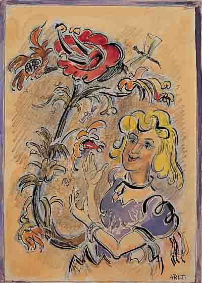 ARLT, FRITZ, 1887 WALDENBURG/SCHLESIEN- 1966 MüNCHEN, FRAU MIT BLUMEN, GOUACHE AUF PAPIER, RE. U. SIGN., CA. 21 X 14,6 CM, PP, U.GL., ...