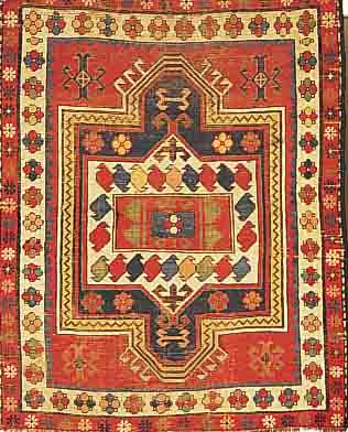 KAZAK,RUSSLAND CA.118 X 95 CM. EHZ.4 WOLLE-WOLLE UM 1900.