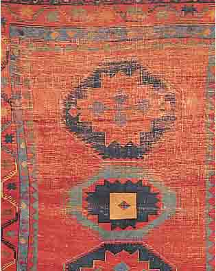KAZAK,RUSSLAND CA.230 X 181 CM. EHZ.4-5 WOLLE-WOLLE UM 1900.