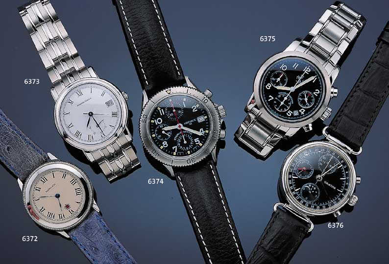 SCHWARZ ETIENNE HERRENARMBANDUHR GANGRESERVE, REF.-NR. 735402/113, SCHWEIZ UM 1998, EDEL-ST., EDELST.-BAND, TEILW. POL., TEILW. SAT., BEIDS. ...